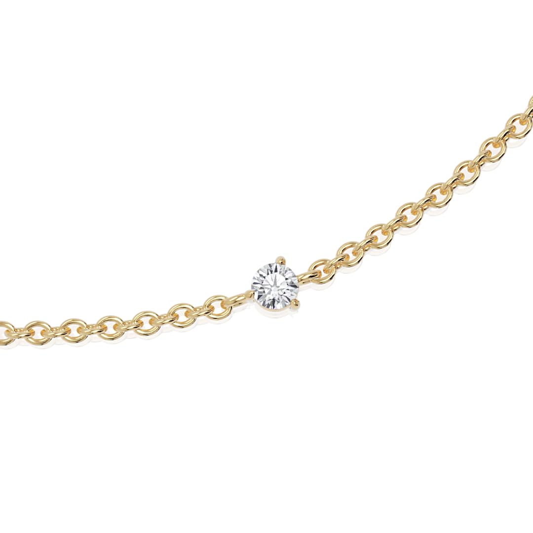 585 Echtgold 14K Massivgold Zartes Diamant-Station Armband – Filigran, Minimalistisches Design – Mit VS2+ Klarheit Diamanten – Handgefertigtes Geschenk für Frauen