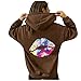 Felpa con cappuccio da donna Felpe con cappuccio da donna Allentato Lettera d'amore Stampato Top Manica Lunga Casual Felpe con cappuccio Pullover Inverno Top Donna S Zip Anteriore Felpe, Caff, 48