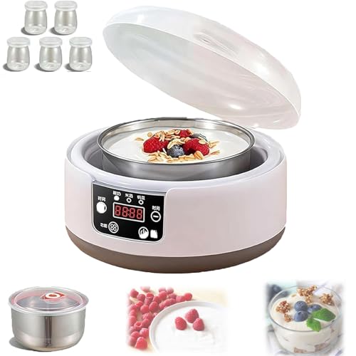 Probiotic Yogurt Maker, Probiotic Yogurt Maker with Temperature Control and 36 Hour Timer, 1.2L Fully Automatic Yogurt Machine, Multi-Function Yogurt Machine for Home Use, (Includes 5 Glasses)