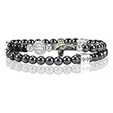 Bracciale Rosario Artigianale: Questo bracciale in ossidiana è abbinato a una croce realizzata in conchiglia di abalone. Grazie a una raffinata placcatura e lucidatura, ogni pezzo mostra una lucentezza naturale e texture uniche, esprimendo un’eleganza discreta