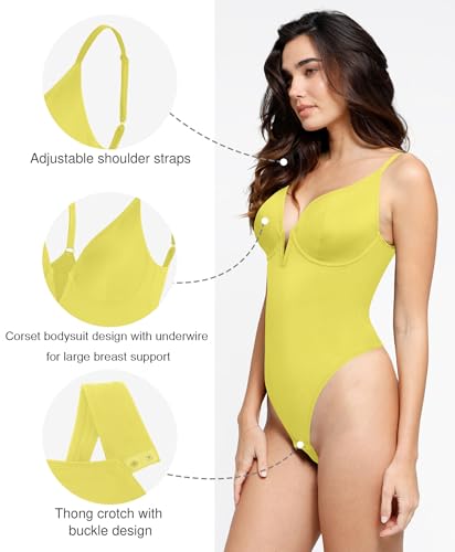 Image of Popilush The Shapewear Bodysuits for Women - Tummy Control Shapewear with Underwire Strong Support for Large Bust