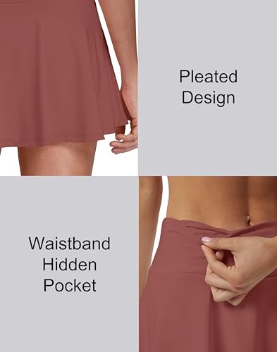 Image of Women's High Waist Pleated Tennis Skirt with 4 Pockets Lightweight Athletic Golf Skorts Skirts for Running Workout
