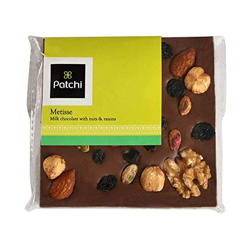 Patchi Premium Milk Chocolate Bar With Nuts And Raisins (4.2 Oz) - Exquisite Smooth Milk Chocolate - Great for Holiday Gifting - All Natural Ingredients