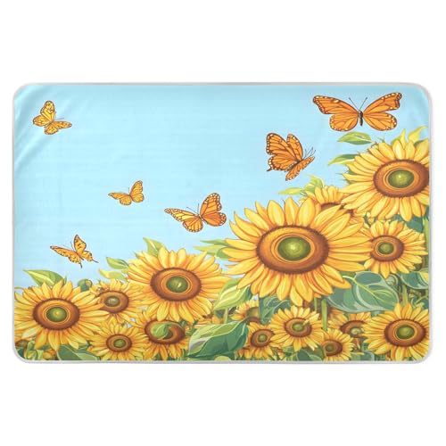 CEBUGI 34” x 52”Washable Underpads Heavy Absorbency Waterproof Incontinence Bed Pads Sunflower Butterfly Pee Pads for Adults Kids and Baby