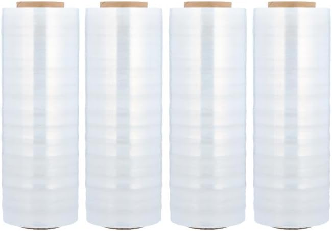 PSBM Stretch Wrap, 4 Pack, 18 Inch x 1500 Feet, 65 Gauge, Clear Plastic Cling, Cast Hand Stretch Film Rolls for Packaging Moving Packing Pallets