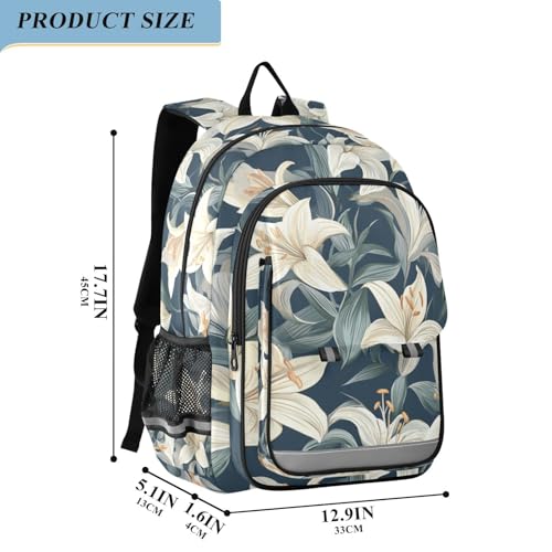 ALAZA Elegant Floral with Lily School Backpacks Reflective Safety Backpack2