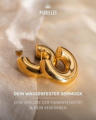 Purelei Stellar Glow Creole Ohrringe (Gold) – Damenohrringe aus langlebigem Edelstahl – Wasserfeste Ohrringe Damen – 3,1 cm Durchmesser… – Ansicht 5