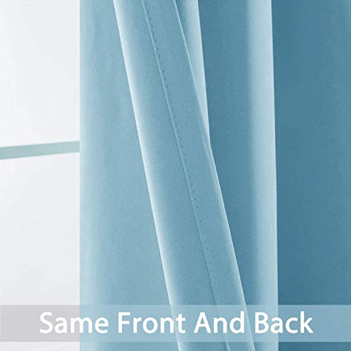 Yakamok Extra Wide Blackout Curtain for Sliding Glass Door, Grommet Thermal Insulated Room Divider Curtain 100W x 84L inch, Room Darkening Patio Curtain,8.3ft Wide x 7ft Tall, 1 Panel,Sky Blue