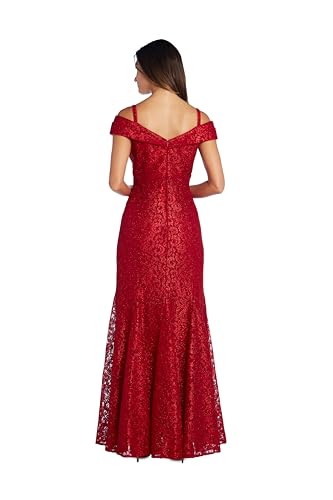 Image of R&M Richards Women's Off The Shoulder Formal Gown - Glitter Lace Mermaid Evening Dress for Wedding Guest & Cocktail Attire