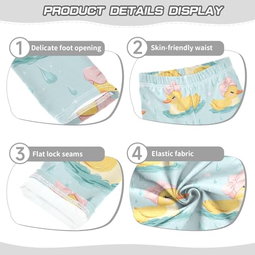 Ducks Pink Headbands Girls' Leggings Toddler Doodles Bows Raindrops Kids Yoga Pants Dance Active Tights 4T3