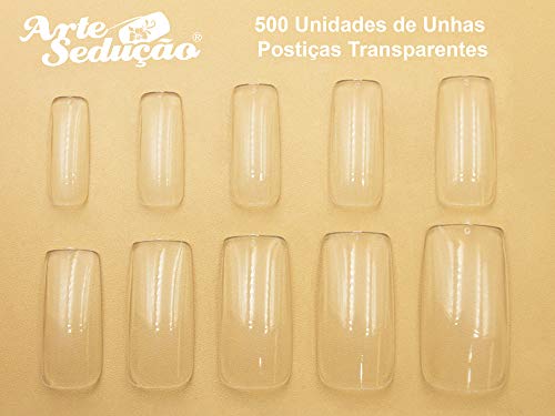 Unhas Postiças Transparente 500 Unidades, Fácil Aplicação, Arte Sedução