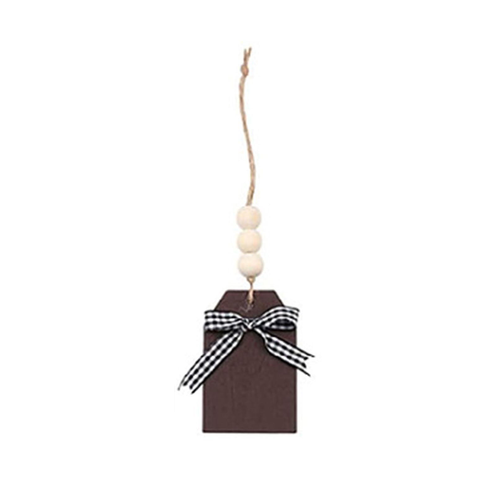 Jazuaiao Wooden Christmas Hanging Ornament Pendant Decor for Holiday New Year Party Supplies Brown Wood Board with Beads Rope Christmas Decorative Wooden Chip