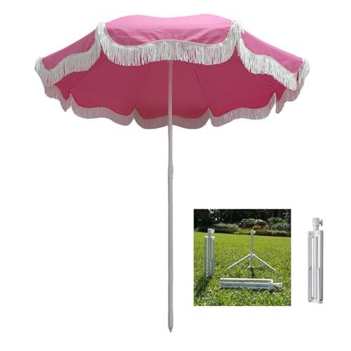 Sombrilla para exteriores con borlas y flecos decorativos estilo patio