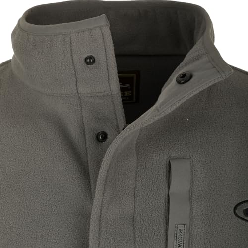 Image of Drake Waterfowl Men's Camp 2.0 Fleece Pullover | Hunting Anti-Pill Moisture Wicking 1 /4 Neck Snap Sweater with Chest Pocket