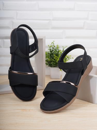 Image of SKOLL Wedges Heels Sandals For Women, Comfortable Heel, Ankle Straps