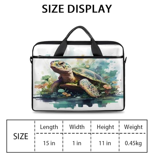 Maletín para laptop con diseño de tortuga y flores 15 pulgadas miniatura 2