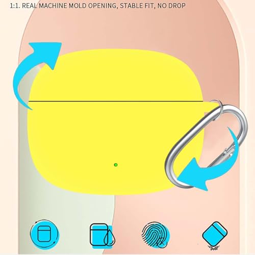 Image of Anvique Silicone Case Cover for Oneplus Nord Buds 4 Pro, Scratch Resistance, Shock Absorption, with Premium Carabiner (Yellow R)