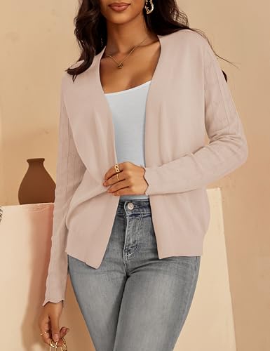 Image of VOIANLIMO Womens Cardigan Lightweight Open Front Knit Long Sleeve Cardigans Sweaters for Women
