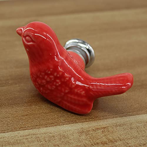 Zerniple Red Ceramic Handle Pull Door knobs Cabinet Handles for Children's Room (8 Pieces) - Image 2