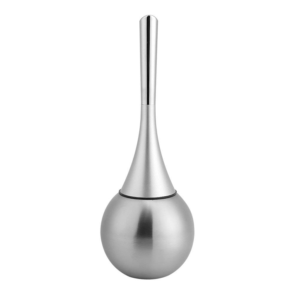 GLOGLOW Stainless Steel Waterproof Bathroom Toilet Scrub Creative Cleaning Household Toilet Cleaning Brush Set with Holder (Silver)
