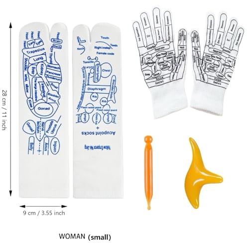 2 Sets Acupressure Socks with Tools and Gloves Set,reflexology Socks with Tools,foot Massage Socks with Trigger Point Massage Tool,acupuncture Socks,pressure Point Socks Suitable for Men and Women