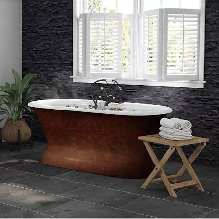 Cast Iron Double Ended Pedestal Tub 60' X 30' with no Faucet Drillings and Complete Polished Chrome Free Standing English Telephone Style Faucet with Hand Held Shower Assembly Plumbing Package