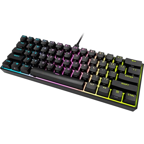 Miniatura 3 de Corsair K65 RGB Mini 60% Teclado mecánico para Juegos (iluminación RGB Personalizable de Teclas Individuales, Teclas Cherry MX Speed, Teclas PBT de Doble Disparo, tecnología AXON) QWERTZ, Negro