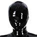 Black Latex Hood Only Open Nose Back Zipper Rubber Mask Club Party Wear Costume (Large)