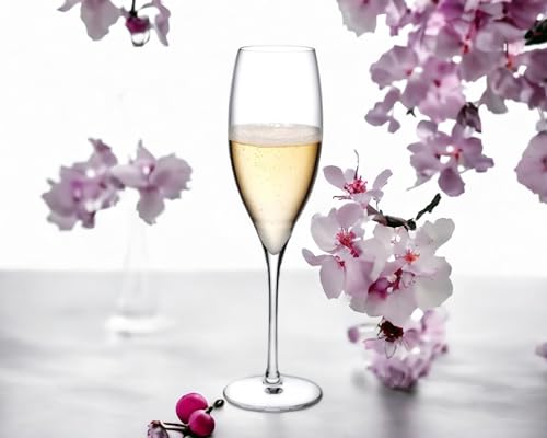 Jogo 6 Taças 310ml De Cristal Ecológico Transparente Champanhe Espumante Resistente Luxuosa Minimali