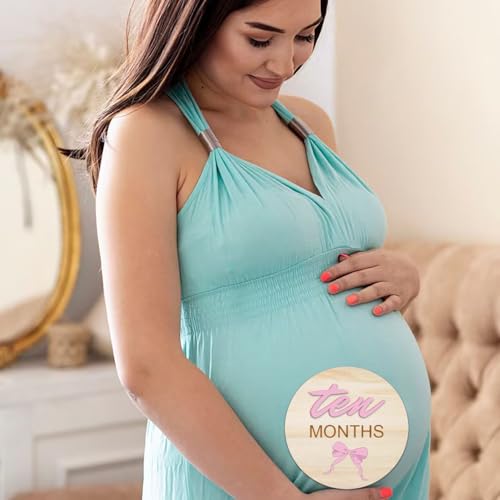Image of Wooden Baby Monthly Milestone Cards | 3D Double-Sided Pink Number 1 to 12 Month Milestone Sign Baby First Holiday Newborn Photo Props Baby Shower Gifts for Girls (Monthly Milestone Signs)