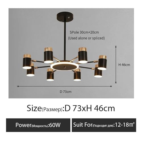 Plafonnier LED télécommandable 8 têtes 73cm à intensité variable - 2