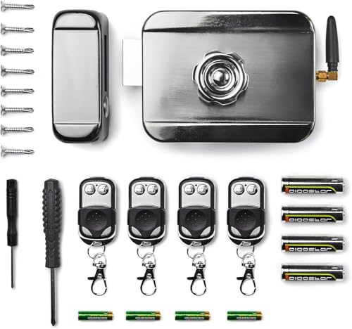 All Home Basics Cerradura Invisible de seguridad con control remoto - para puerta exterior o interior con 4 mandos antirrobo y antiokupas, Negro