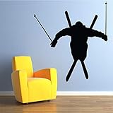 [page_title]-56X66Cm Schwarzes Wanddekor Airborne Skifahrer - Skipullover Vinyl Wandaufkleber Für Sport Jungen Schlafzimmer Hausdekoration Abnehmbare Abziehbilder