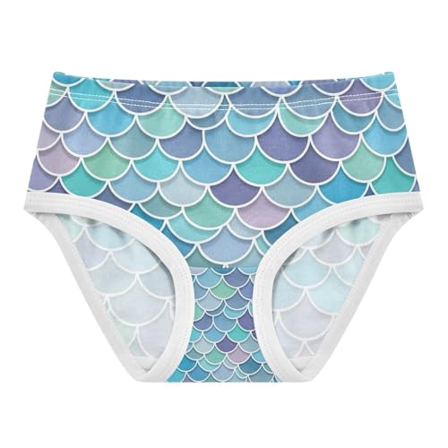 Watercolor Mermaid Scales Blue Toddler Girls Underwear, Girls Briefs, 2T–8 Years