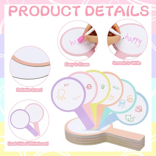 30 Sets Dry Erase Answer Paddle with 30 Markers Handheld Double Sided White Boards Colorful Flip Answer Dry Erase Paddles Small White Boards for Learners Teacher Home Classroom Office Supplies