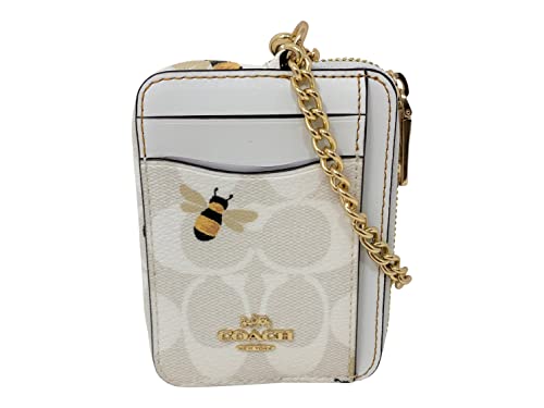 Coach Signature Zip Card Case With Bee Print Style No. Ch598 Glacier White #TOP13