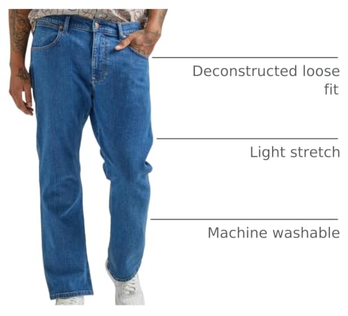 Wrangler Men's Deconstructed Loose Fit Jean, Cowboy Mid Wash, 29 x 32 - image 4