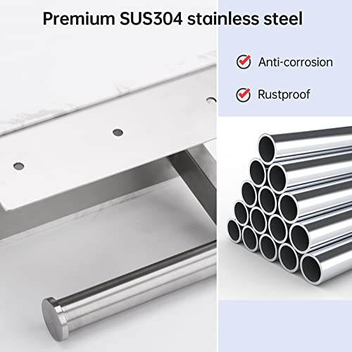 Hronta Toilet Paper Holder With Marble Shelf, Sus304 Stainless Steel Wall Mounted Toilet Paper Holder And 2Pcs Adhesive Hooks For Bathroom Washroom, Marble Top Toilet Paper Holder Brushed Nickel #TOP3