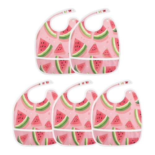 Baby Bibs for Boy and Girls 5 Pack Cotton Adjustable Newborn Bibs for Drooling & Teething, Watermelon Slice3