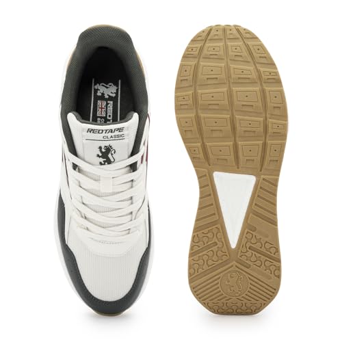 Image of Red Tape Men's Sneakers Black White Mesh Pu Round Toe Lace-Up