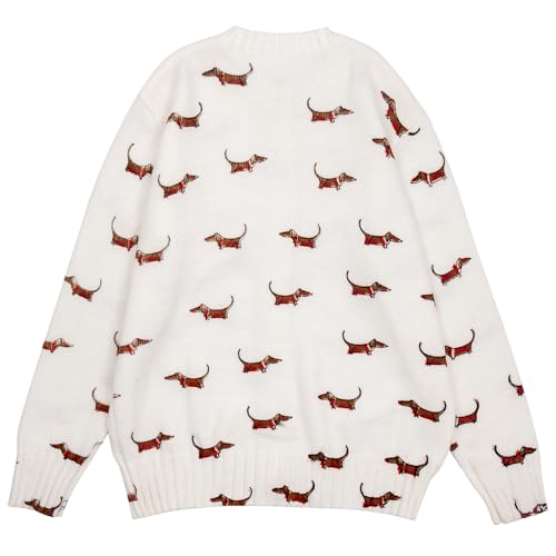 Image of Women's Funny Fall Winter Animal Floral Christmas Tree Long Sleeve Button Knit Cardigan Sweater