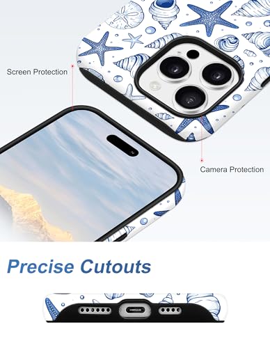 Jolie coque iPhone 13 Pro MagSafe cadeau design été coquillage bleu - 5