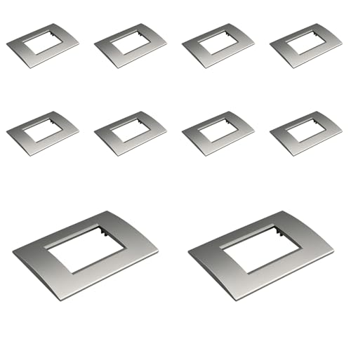 10 placas de plástico cuadradas, 3 módulos para caja 503, compatible con Bticino Living Light, color titanio, serie MBL