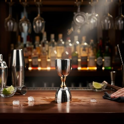 Image of Stainless Steel Premium Peg Measurer 30 & 60ml Jigger Bar Cocktail Shot Glass Metal Measure Cup Tool Set of 1
