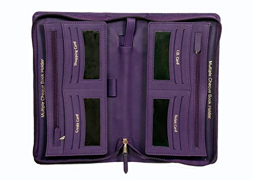 Image of Sukeshcraft Multiple Cheque Book Holder | Original PU Holds Upto 8 Cheque Books, Purple.