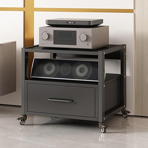 XingLi Movable 2/3/4/5-Tier Media Stand Audio/Video Component Cabinet With Drawer Amplifier Stand, Multi-Functional & Modern AV Cabinet?for Living, Gaming, Recording Room(2 Tier)