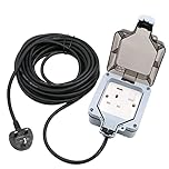 Outdoor Extension Lead Waterproof 10M Long Extension Cord IP66 Garden 1 Gang Weatherproof Single Switched Socket Outside Use