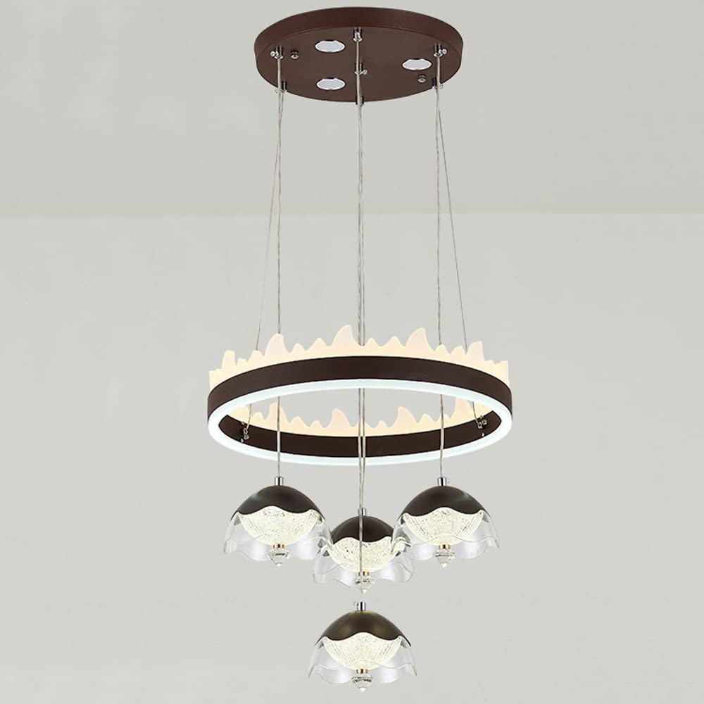 HYJAUSXB Ceiling Light Chandelier Modern LED Restaurant Lamp Hanging Above The Dining Table Trichromatic Ring with Adjustable Height.