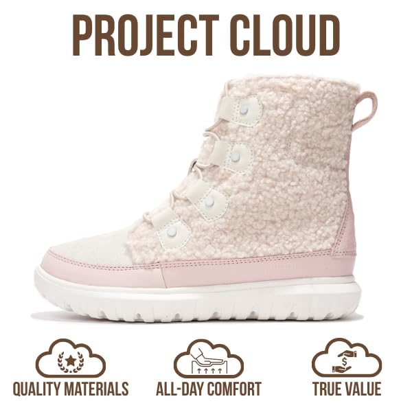 Image of Project Cloud 100% Genuine Leather Womens Snow Boots- Genuine Leather Waterproof Memory Foam Insole and Non-Slip Winter Snow Boots For Women Footwear - Outdoor Shoes (Leonora)