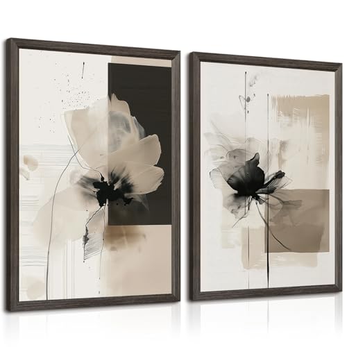 Tocliky Modern Abstract Floral Wall Art Minimalist Neutral Canvas Painting